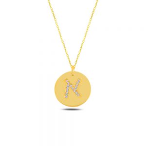 14k Gold with diamonds Otiot Necklace